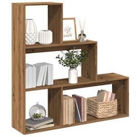 vidaXL Estante divisória 3 níveis derivados madeira carvalho artisiano