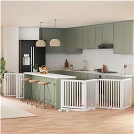 vidaXL Portão p/ cães com porta dobrável 12 painéis 960cm álamo branco