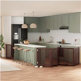 vidaXL Portão p/ cães c/ porta dobrável 6 painéis 480cm álamo castanho