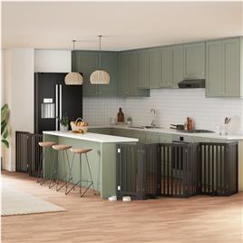 vidaXL Portão p/ cães com porta dobrável 9 painéis 450 cm álamo preto