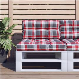 vidaXL Almofadão p/ sofá de paletes 80x40x12 cm tecido xadrez vermelho