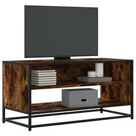 vidaXL Móvel de TV 91x40x46 cm derivados madeira/metal carvalho fumado