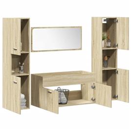 vidaXL 4 pcs conj. móveis casa banho derivados madeira carvalho sonoma