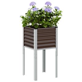 vidaXL Vaso/floreira de jardim 45x45x88 cm aço castanho