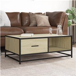 vidaXL Mesa de centro 90x57x35 cm deriv. madeira/metal carvalho sonoma