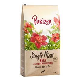 Purizon 12 kg ração para cães em promoção: 10 + 2 kg grátis! - Single Meat de vaca com flores de hibisco