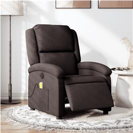 vidaXL Poltrona reclinável massagens elétrica tecido castanho-escuro