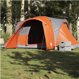 vidaXL Tenda familiar cúpula para 6 pessoas impermeável cinza/laranja