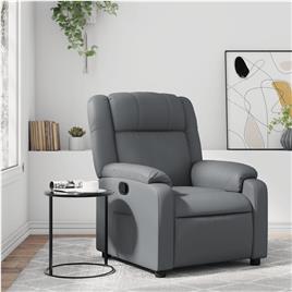 vidaXL Poltrona reclinável couro artificial cinzento