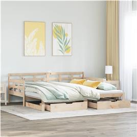 vidaXL Sofá-cama com gavetão e gavetas 90x200 cm madeira de pinho