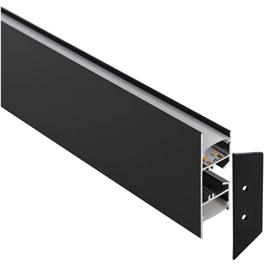 Kit - perfil aluminio wall 75mm para fitas led 2 metros preto