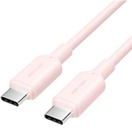Cabo USB 2.0 Tipo-C 3A Vention TRCPF/ USB Tipo-C Macho - USB Tipo-C Macho/ Até 60W/ 480Mbps/ 1m/ Rosa