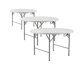 Pack 3 mesas dobráveis ??portáteis resina efeito granito 7house 150x150