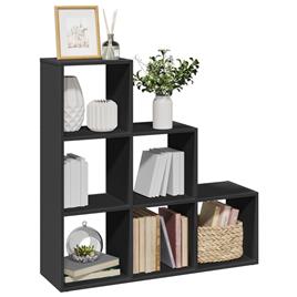 vidaXL Estante divisória 3 níveis 99x29x99 cm derivados madeira preto