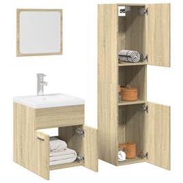 vidaXL 3 pcs conj. móveis casa banho derivados madeira carvalho sonoma