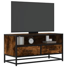 vidaXL Móvel p/ TV 80x34,5x40 cm deriv. madeira/metal carvalho fumado