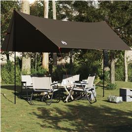 vidaXL Lona de campismo 438x376x212 cm impermeável castanho