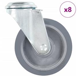 vidaXL 8 pcs rodas giratórias com orifício para parafuso 100 mm