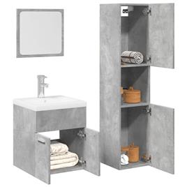 vidaXL 4 pcs conj. móveis casa banho derivados madeira cinza cimento