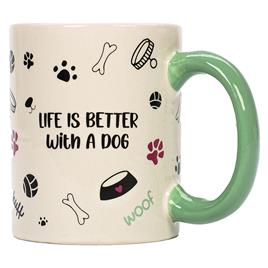 Chávena de cerâmica 'Life Is Better With A Dog' - diâm. 8,5 x A 10,5 cm