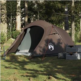 vidaXL Tenda de campismo túnel para 3 pessoas impermeável castanho