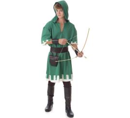 Fato de Arqueiro Verde com Capuz para Homem