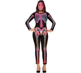 Fato de esqueleto neon para mulher