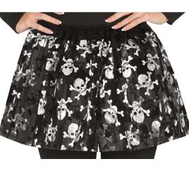 Tutu pirata preto com caveiras 40 cm