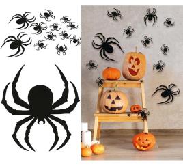 12 Aranhas Silhuetas Pretas de 6 a 19 cm