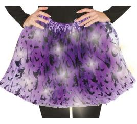 Tutu Bruxa Lilás com Luz 40 cm