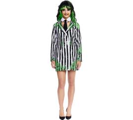Traje fantasma de terno listrado feminino