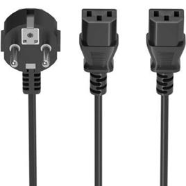 Cabo de alimentação CPU Aisens A132-0864/ CEE7 Macho - 2x C13 Fêmea/ 1,8m/ Preto