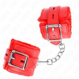 KINK - PULSO FORRO DE PELE COM FUROS QUADRADOS VERMELHO E CINTO VERMELHO AJUSTÁVEL 17-29 CM X 6 CM