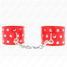 KINK - RETENÇÕES DE PULSO COM SNAP FASTEN COMPLETO DE REBITES VERMELHO AJUSTÁVEL 19-24 CM X 5,5 CM