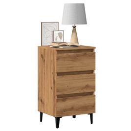 vidaXL Mesa de cabeceira c/ pernas metal 40x35x69cm carvalho artisiano