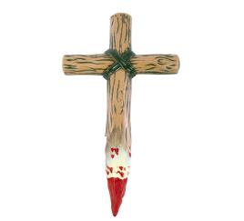 Cruz Assassina de Vampiros com sangue falso 30,5X18 cm