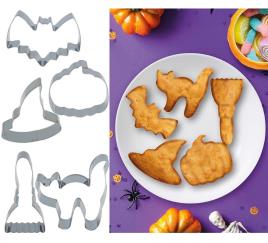 Moldes de metal para 5 biscoitos de Halloween
