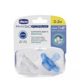 CHUPETA SILICONE PHYSIO FORMA MINI SOFT 0-2M 2 UNIDADES AZUL/NEUTRO