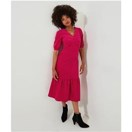Vestido com mangas tufadas, em bombazina, Joe Browns
