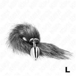 KINK - PLUG ANAL TAMANHO L 10 X 4 CM COM CAUDA SINTÉTICA 40 CM CINZA