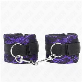 KINK - PUNHOS DE RENDA DE VELUDO CURTO E BIND DE NYLON ROXO / PRETO 23 X 6,5 CM