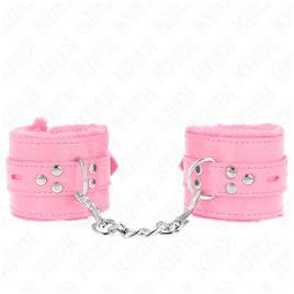 KINK - PULSO FORRO DE PELE COM FUROS QUADRADOS ROSA E CINTO ROSA AJUSTÁVEL 17-29 CM X 6 CM