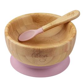 Citron Tigela De Bambu Com Ventosa E Colher