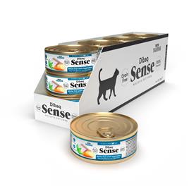 Dibaq Comida Húmida Para Gatos Com Peixe Branco E Vegetais Sense Sterilized 70g 12 Unidades