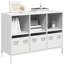 vidaXL Aparador 101,5x39x73,5 cm aço laminado a frio branco