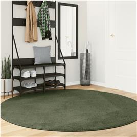 vidaXL Tapete pelo curto macio e lavável HUARTE Ø 200cm verde-floresta