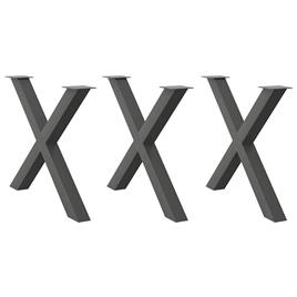 vidaXL Pernas p/ mesa de jantar 3 pcs em forma de X 90x(72-73) cm aço