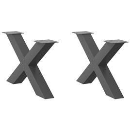 vidaXL Pernas mesa centro 2 pcs forma de X 70x(42-43) cm aço antracite