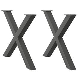 vidaXL Pernas p/ mesa de jantar 2 pcs em forma de X 90x(72-73) cm aço