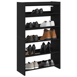 vidaXL Sapateira 60x25x100 cm derivados de madeira preto